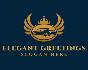 Gold Elegant Car Wings logo design