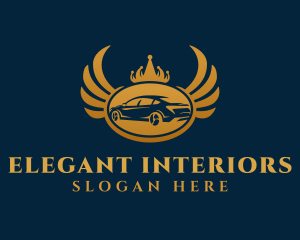 Gold Elegant Car Wings logo design