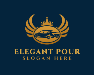 Gold Elegant Car Wings logo design