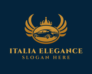 Gold Elegant Car Wings logo design