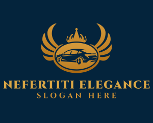 Gold Elegant Car Wings logo design