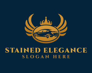 Gold Elegant Car Wings logo design