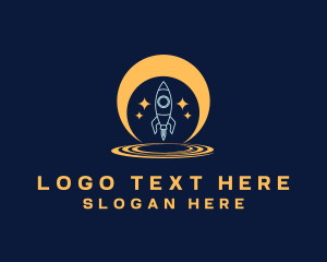 Scientist - Moon Space Rocket Launch logo design