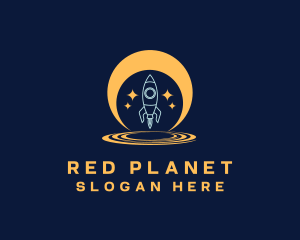 Moon Space Rocket Launch logo design