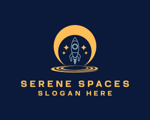 Moon Space Rocket Launch logo design