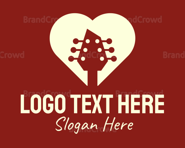 Guitar Romantic Heart Logo