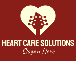 Guitar Romantic Heart logo design