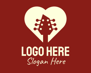 Musical Instrument - Guitar Romantic Heart logo design