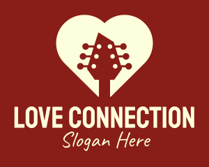 Guitar Romantic Heart logo design