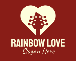 Guitar Romantic Heart logo design