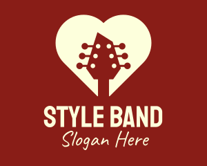 Guitar Romantic Heart logo design