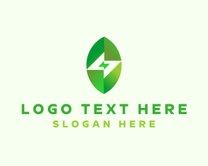 Sustainable - Leaf Eco Lightning logo design