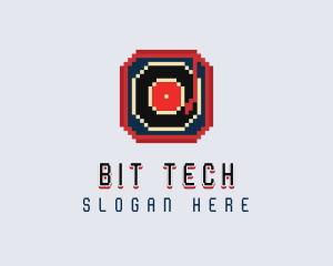 Pixel Vinyl Turntable logo design