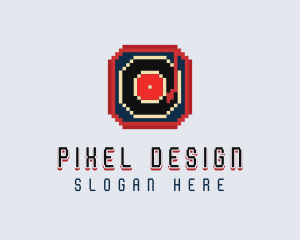 Pixel Vinyl Turntable logo design