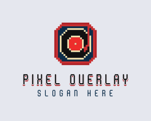 Pixel Vinyl Turntable logo design