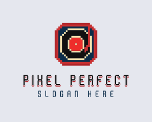 Pixel Vinyl Turntable logo design