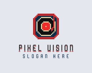 Pixel Vinyl Turntable logo design