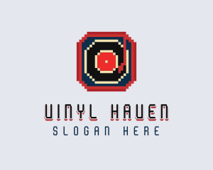 Vinyl - Pixel Vinyl Turntable logo design