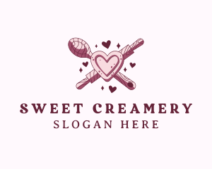 Spoon Roller Pin Baking logo design