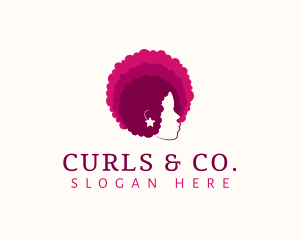 Curls - Woman Afro Hairstyle logo design