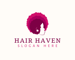 Haircare - Woman Afro Hairstyle logo design