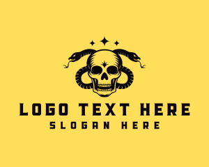 Wild - Skull Snake Tattoo logo design