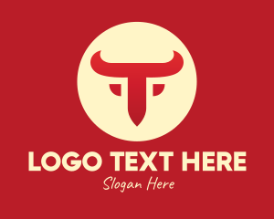 Bison - Red Bull Letter T logo design