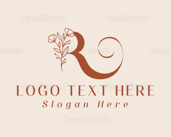 Elegant Floral Letter R Logo