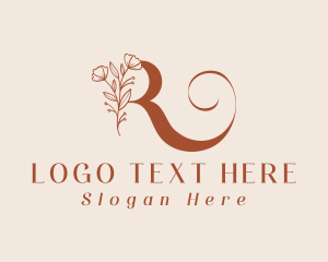 Etsy - Elegant Floral Letter R logo design