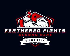 Shield Rooster Cockfight logo design