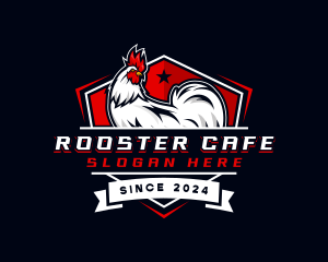 Shield Rooster Cockfight logo design