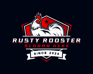 Shield Rooster Cockfight logo design