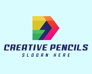 Colorful Comma Arrow logo design