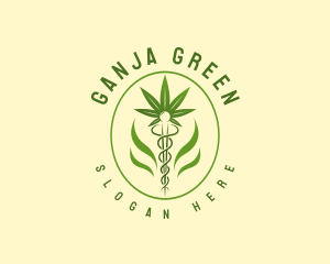 Ganja - Caduceus Cannabis Weed logo design