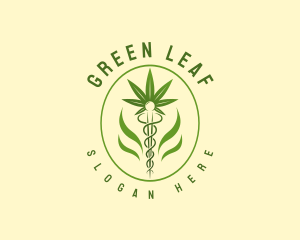 Caduceus Cannabis Weed logo design