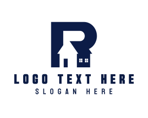 Roofing - Blue House Letter R logo design