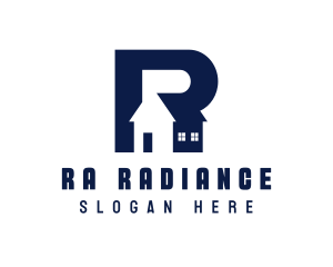 Blue House Letter R logo design