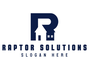 Blue House Letter R logo design