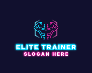 Neon Fitness Muscle logo design