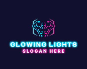 Lights - Neon Fitness Muscle logo design