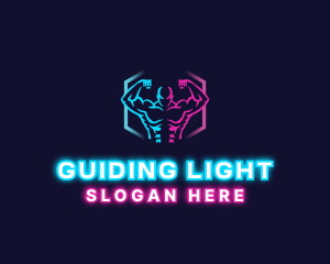 Neon Fitness Muscle logo design