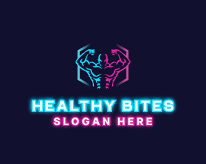 Neon Fitness Muscle logo design