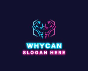 Muscle - Neon Fitness Muscle logo design