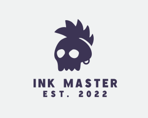 Tattooist - Mohawk Punk Skull logo design