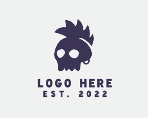 Gang - Mohawk Punk Skull logo design