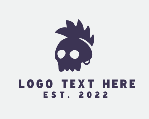 Record - Mohawk Punk Skull logo design