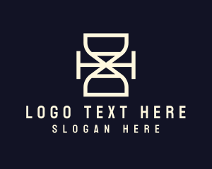 Timer - Hourglass Monoline Letter H logo design