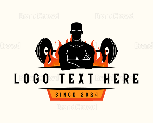 Fitness Man Barbell Logo