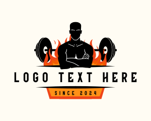 Barbell - Fitness Man Barbell logo design