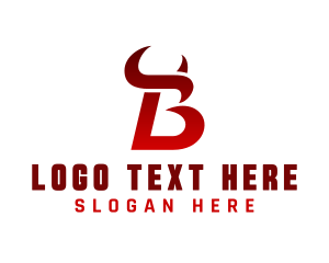 Bison - Red Bull Letter B logo design